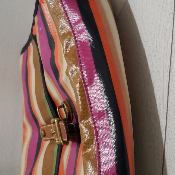 Fossil canvas coated multicolor striped crossbody messager bag - Picture 6 of 9